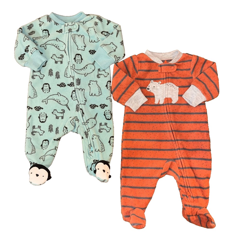 Carters Baby Boy Newborn Fleece Outfits Sleepers Clothes Lot Bundle Sleep N Play